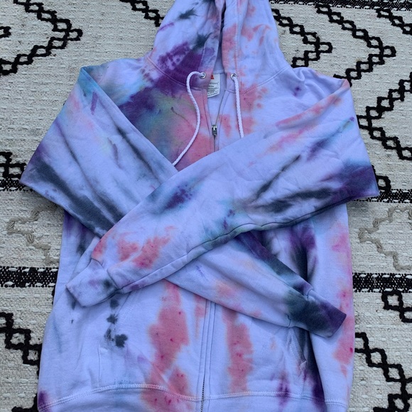 NWT multi tie dye l/s hooded zip-up sweatshirt - Picture 5 of 15